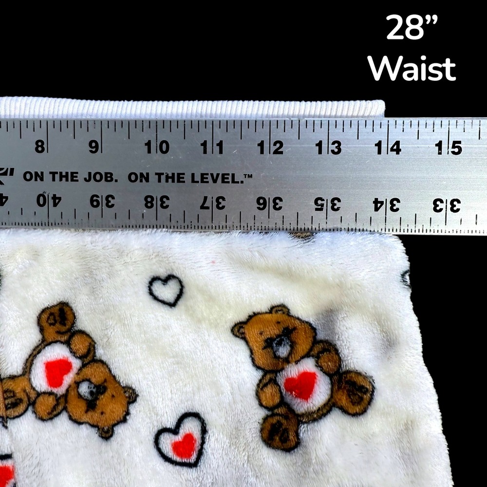 Care Bears Fuzzy Plush Shorts XS Women's White Teddy Bear Hearts Lounge - Picture 8 of 11